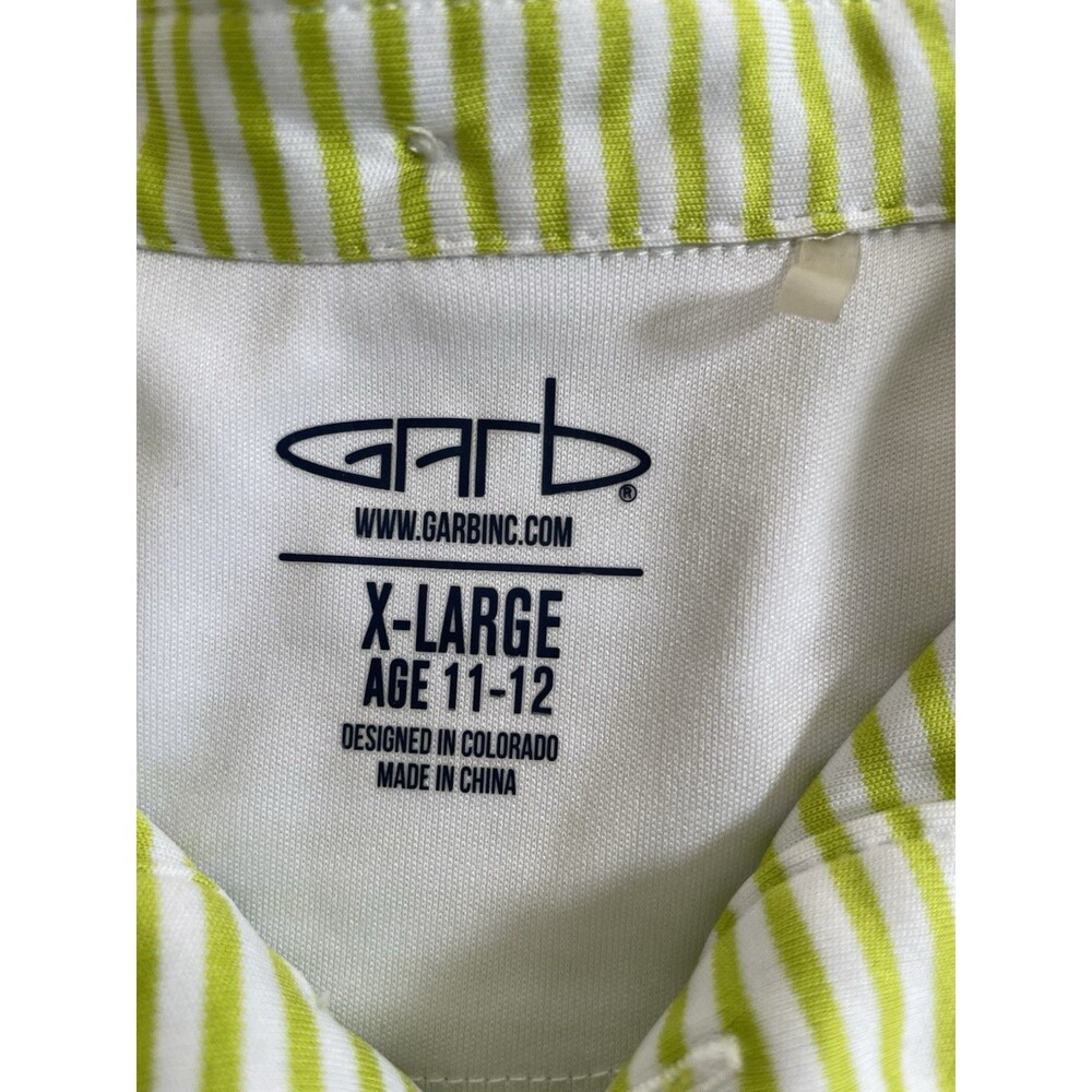 Garb Lime Green Striped Boys Golf Pinehurst Polo Size X-Large - Picture 3 of 6
